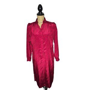 Vintage 70s Schrader Sport Collared Shirt Dress Red Printed